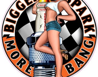 Spark Plug Big Bang Pin up Girl Decal