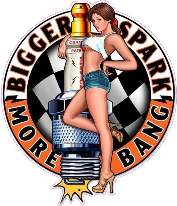 Spark Plug Big Bang Pin up Girl Decal