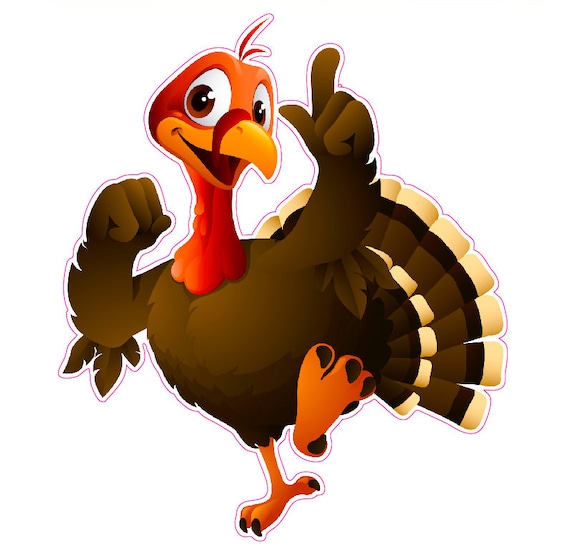 Thanksgiving Turkey jumping for joy Wall or Window Decor Decal