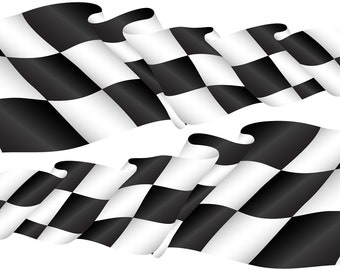 Checker Race Turbo Flag Vinyl Sticker – Side Decor For Car, Taxi, Or Wall