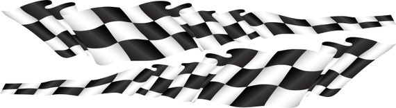 Waving Checkered Flag Stripes Pairs Decals