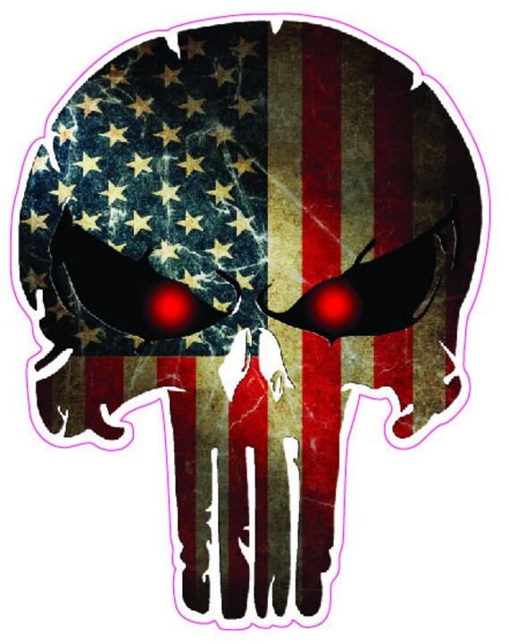 Skull with the American Flag Decal