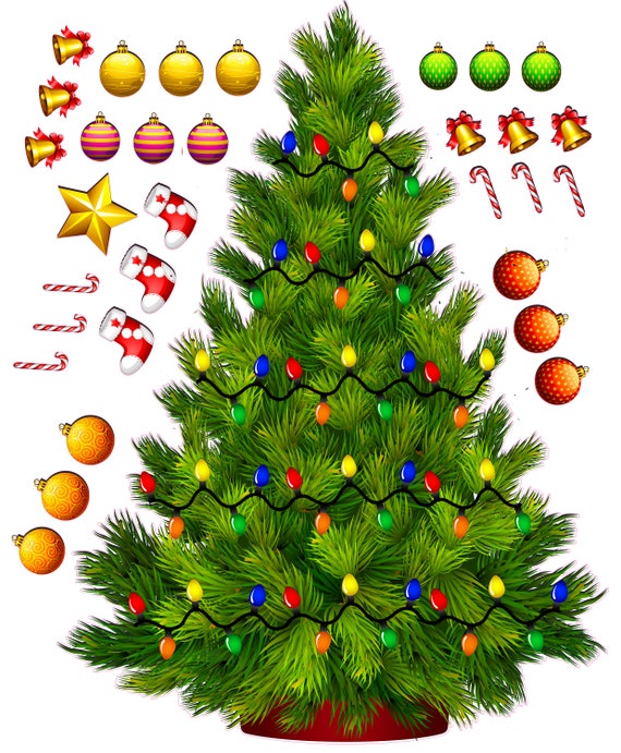 Build a Christmas tree with lights wall decor decal