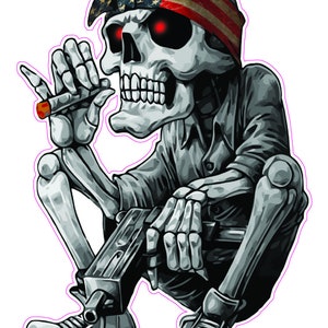 Skeleton American Flag Bandana Decal sticker