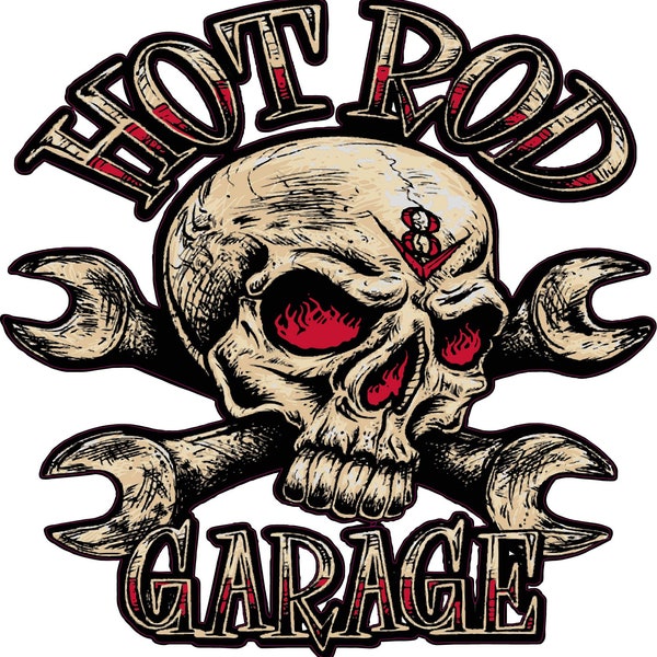 Hot Rod Garage Skull Decal sticker