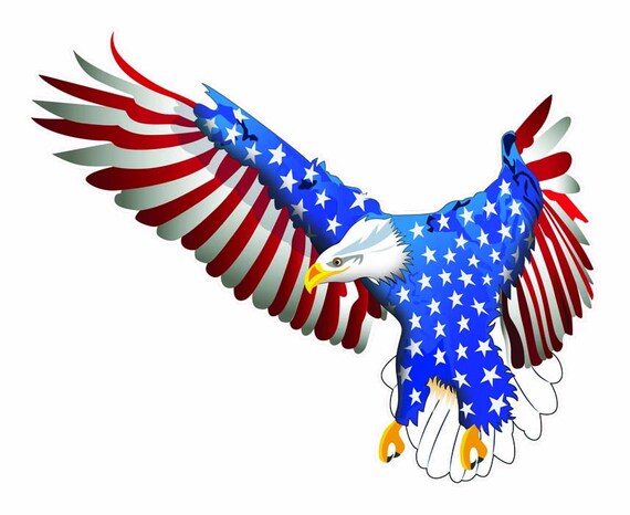 Flying American Flag Eagle Decal