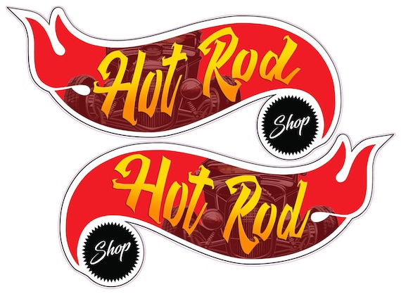 Hotrod Shop pair Decal sticker