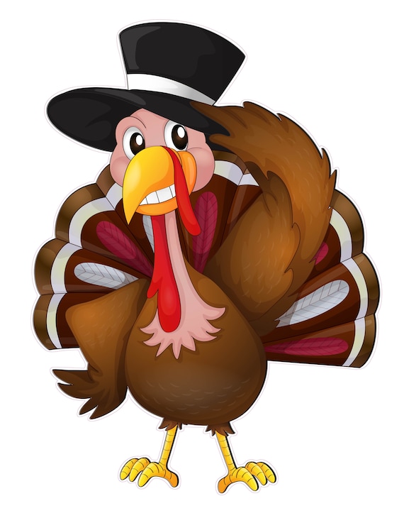 Thanksgiving Turkey Saluting Wall or Window Decor Decal