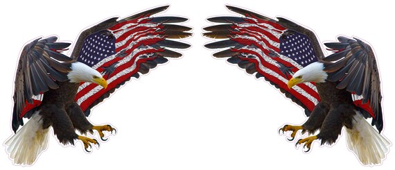 American Eagle American Flag Pair Decals sticker