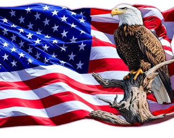 American Eagle American Flag XXL 36x31 Inch Vinyl Decal – Glossy, Multi-Color, USA Made