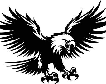 Instant Digital Download  Bald Eagle Black Outline Eps, Svg, Dxf, Jpeg, Png