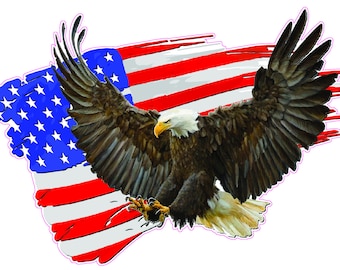 Brushed American Flag Soaring Eagle Decal sticker