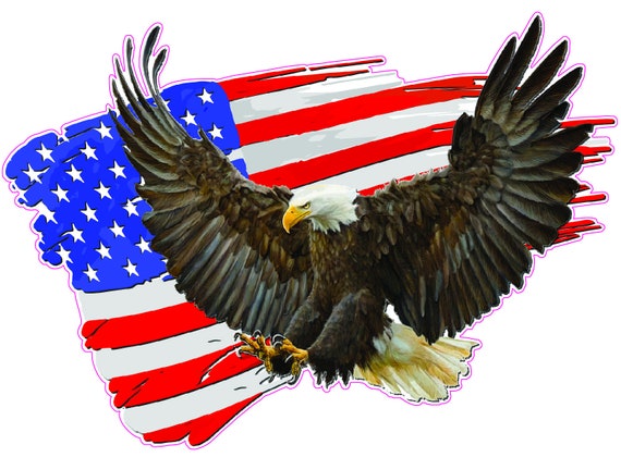 Brushed American Flag Soaring Eagle Decal sticker