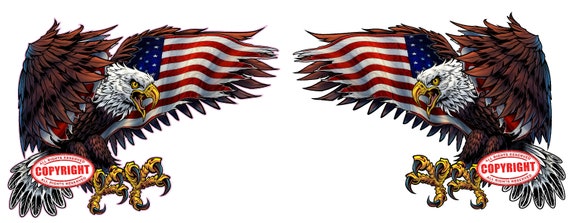 American Eagle American Flag 2023 Pair Decals sticker