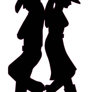 Cowgirl and Cowboy Silhouette Black back to back decal