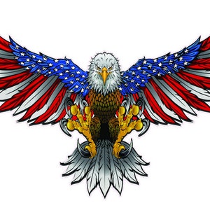 American Flag Attack Bald Eagle Wings Decal