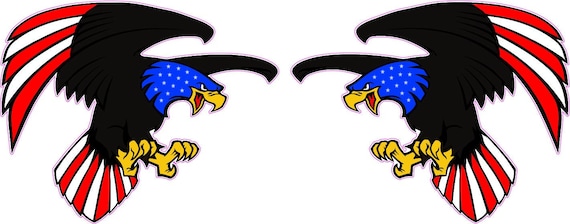 American flag cartoon eagle decal pairs