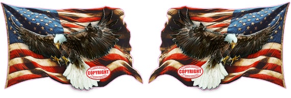 Worn American flag Bald Eagle pairs decal