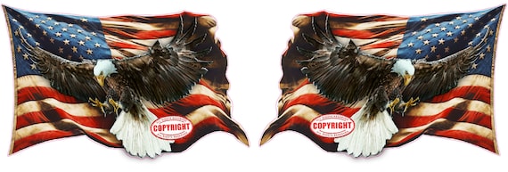 Worn American flag Bald Eagle pairs decal