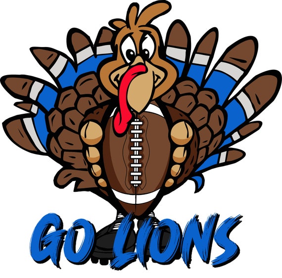 Lions Thanksgiving Turkey and football Wall or Window Décor Decal