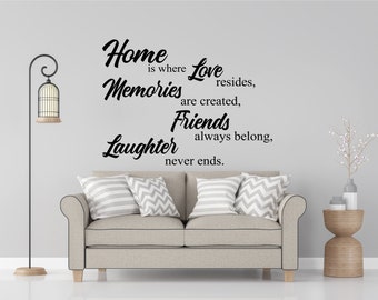 Home is where Love resides Memories are created Friends always belong Laughter never ends Wall Decor Decal