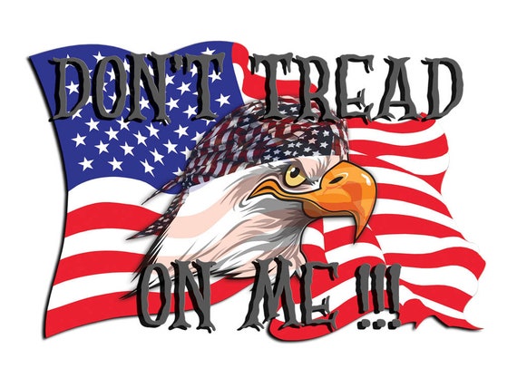 DON'T TREAD ON ME WITH EAGLE AND AMERICAN FLAG STICKER BUMPER STICKER LAPTOP 