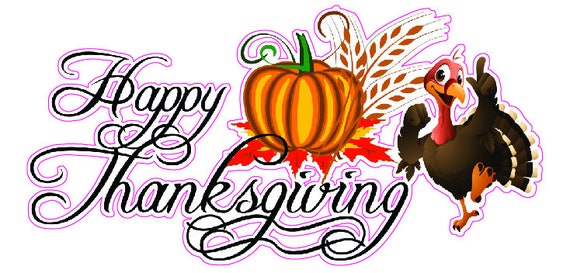 Happy Thanksgiving Turkey Wall or Window Decor Decal