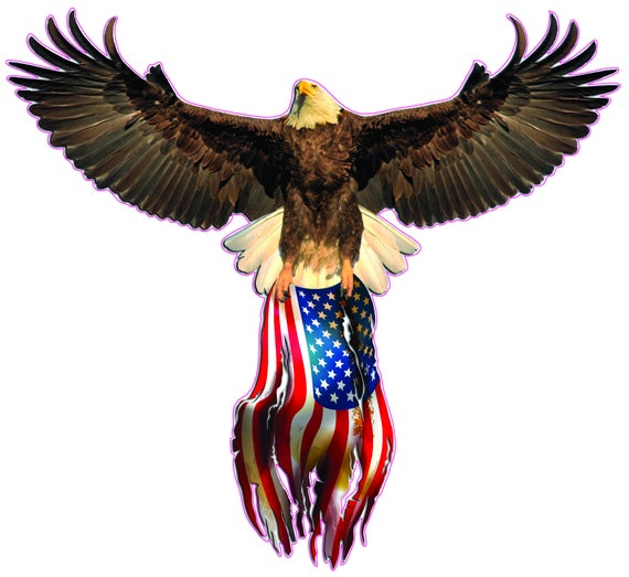 America Strong American Flag Bald Eagle decal sticker