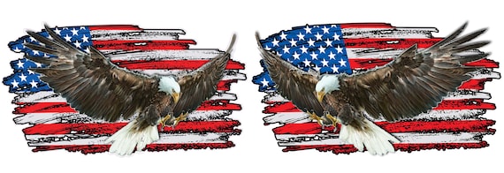 Eagle Worn American Flag pairs Decal sticker