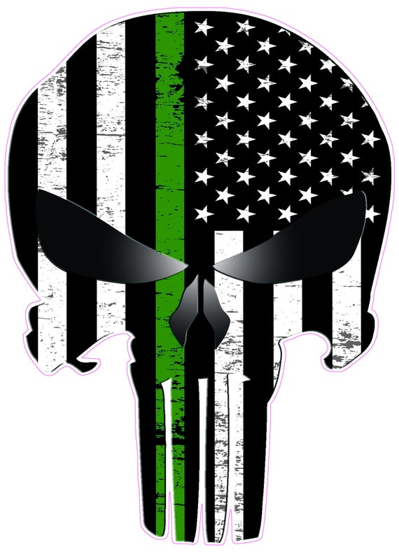 Skull Thin Military Line Subdued Decal sticker