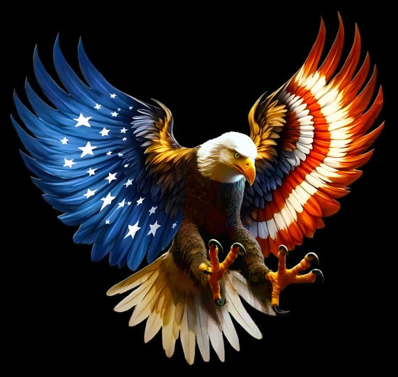 American Flag with Bald Eagle Decal, Patriotic USA Flag Decal