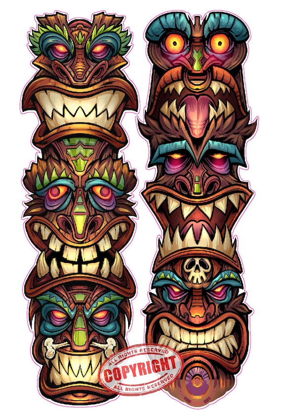Tiki totem gods pairs decals