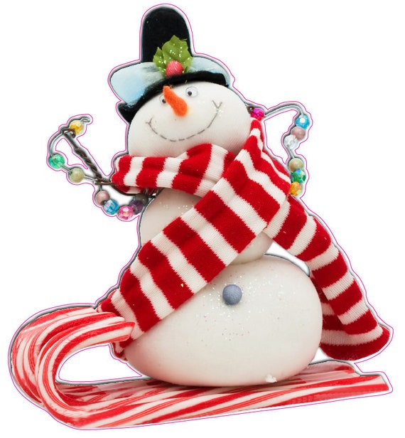 Christmas and Holiday Candy Cane Snowman Window and Wall Decor Decal