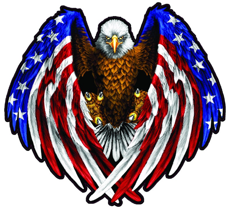 Bald Eagle American Flag Eagle Wings Decal with Black Outline | Etsy