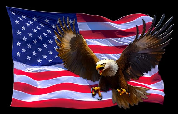 Red White and Blue American flag eagle decal sticker