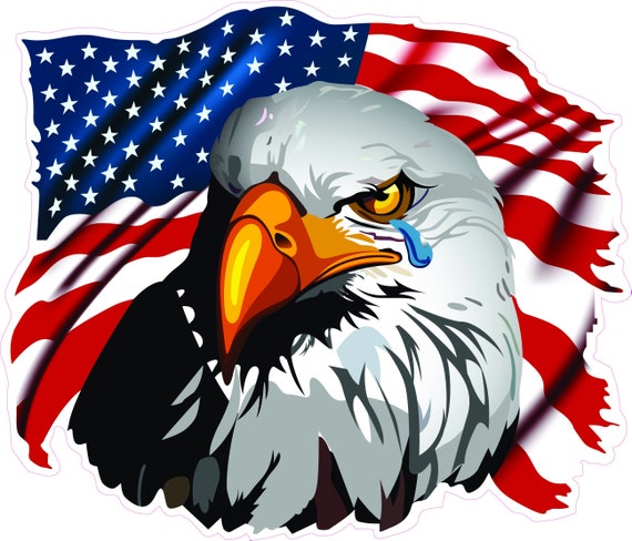 Crying Eagle American Flag Decal sticker