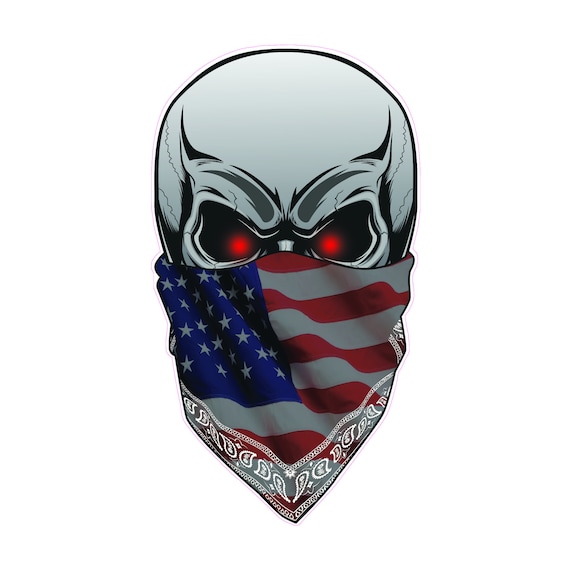 Skull with American Flag Bandanna Decal