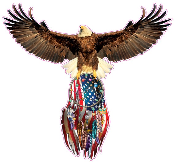 Eagle Dream Catcher American Flag decal sticker