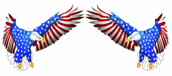 Flying American Flag Eagle Decal pair
