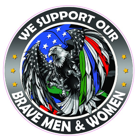 We Support our Thin Green Blue Red Line Military Law enforcement First Responders American Flag Eagle decal sticker
