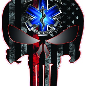 Skull First Responders EMS American Flag Decal