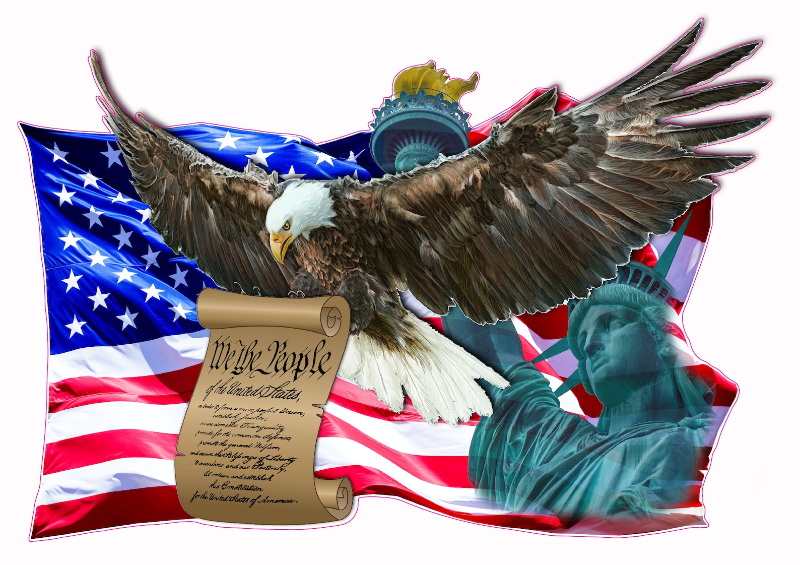 American Flag Eagle We the People Statue of Liberty Decal Etsy