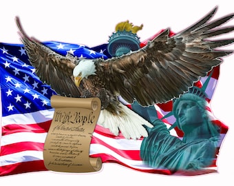 American Flag Eagle We the people Statue of liberty decal sticker