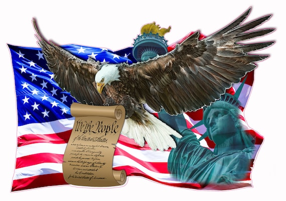 American Flag Eagle We the people Statue of liberty decal sticker