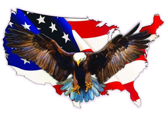 United States waving American Flag bald Eagle Decal sticker