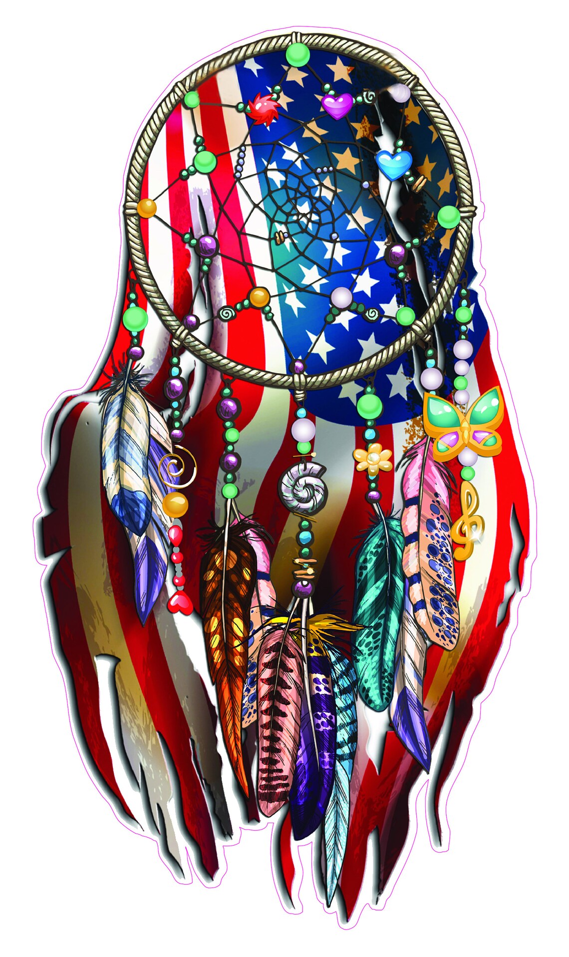 Dream Catcher American Flag Decal Sticker Etsy