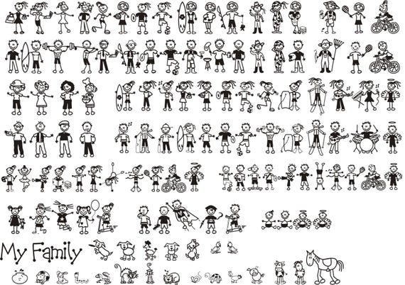 Instant Digital Download Stick family Charactors Eps, Svg, Dxf, Jpeg, Png