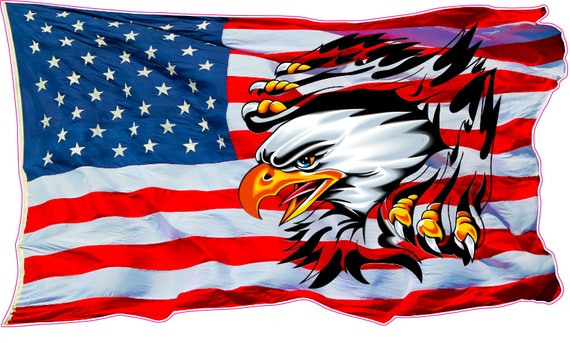 Ripped American Flag Eagle Decal sticker
