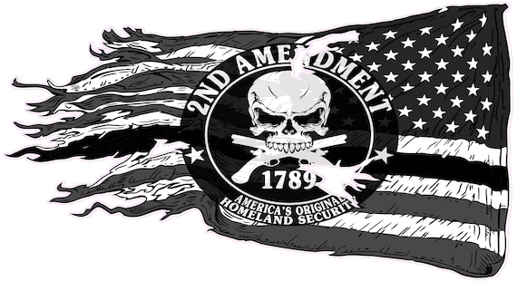 American ripped flag 2nd Amendment Decal left