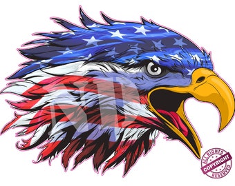 Screaming American Flag Eagle Head Decal sticker